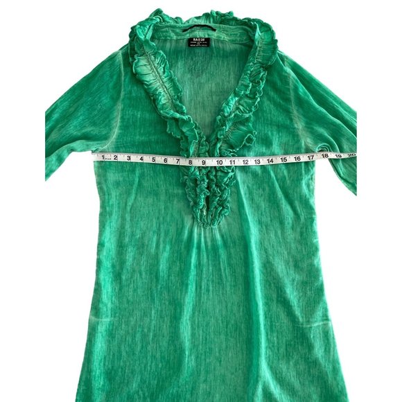 RA-RE Womens Dress‎ Swim Cover Up Ruffle Neck Silk Blend Green 44 IT 6-8 Logo - Picture 3 of 11